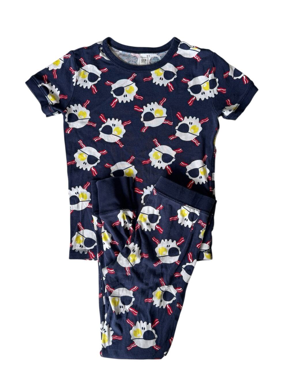 GAP Pirate Eggs and Bacon Pajama Set Size 10 Kids Red White Blue Short Sleeve